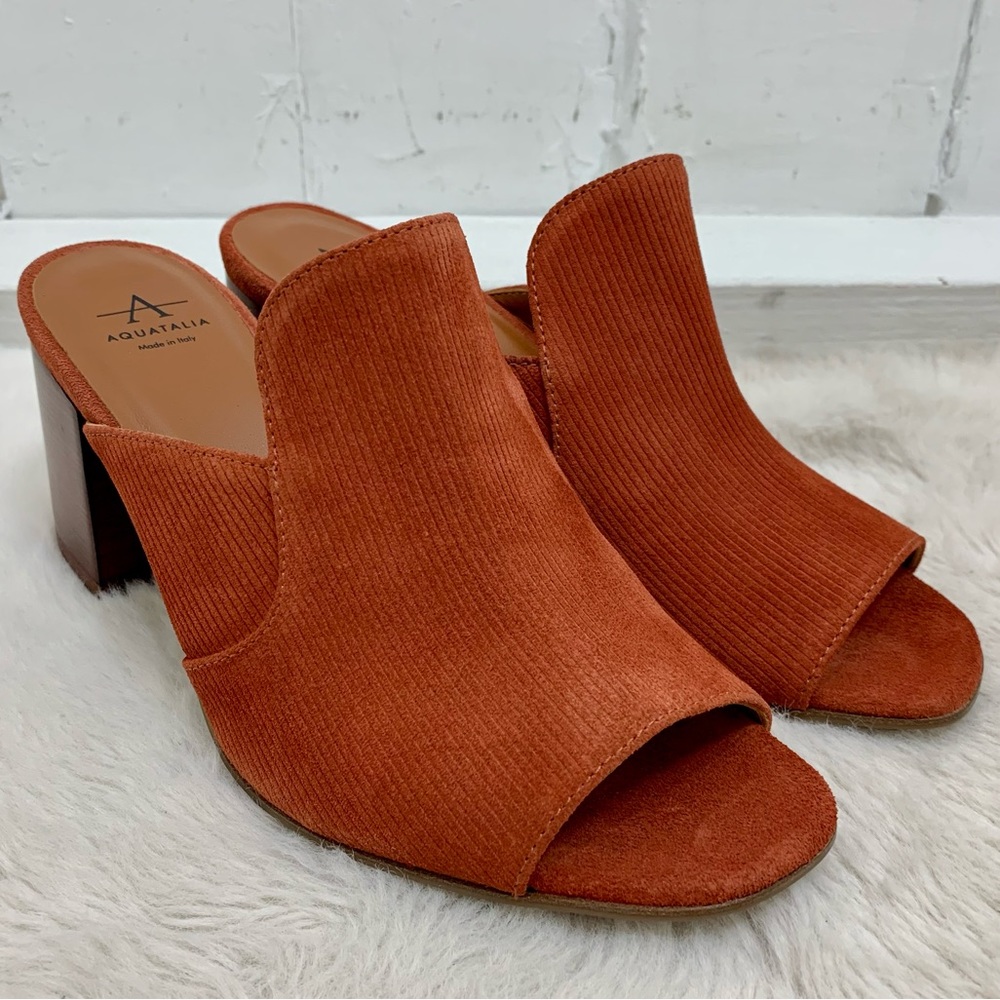 Aquatalia Corduroy Suede Elaina Mules